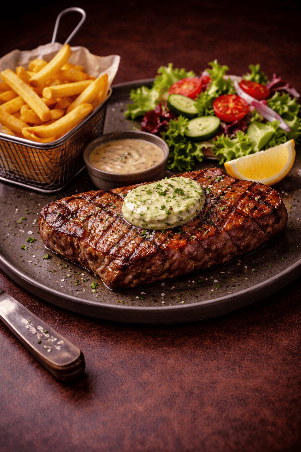 Entrecôte mit hausgemachter Kräuterbutter